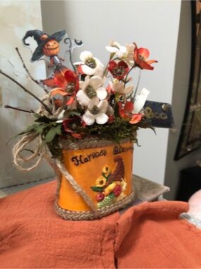 Harvest Blessings Orange Floral Arrangement Accent - Unbranded